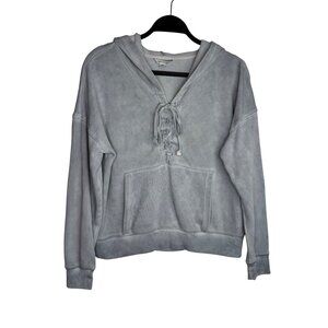 American Eagle Women's Size Small Blue Marbled Hoodie With‎ Lace-Up Detail